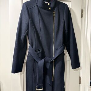 Cole Haan Navy Belted Coat